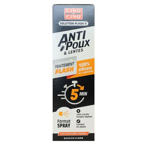 Cinq Sur Cinq Anti Poux & Lentes spray traitement flash 5 minutes (150 ml)