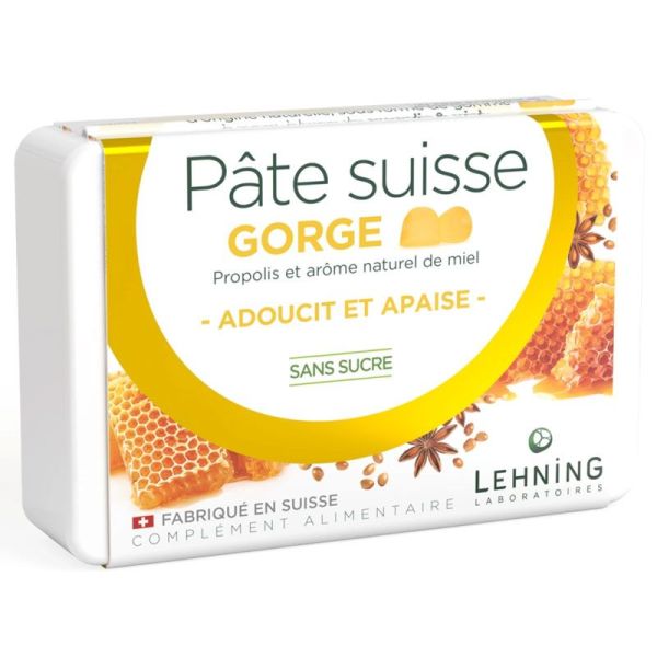 Lehning Pâte Suisse Gorge Propolis et Miel adoucit & apaise la gorge (40 gommes)