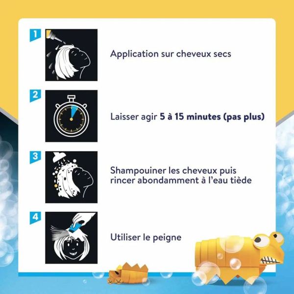 Shampooing Anti-Poux et lentes 3-en-1 100% efficace traite, lave et protège (200 ml)