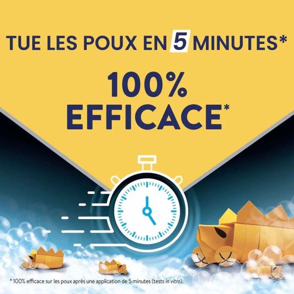 Shampooing Anti-Poux et lentes 3-en-1 100% efficace traite, lave et protège (200 ml)