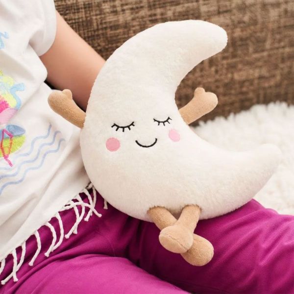 Pelucho Bouillotte sèche déhoussable peluche Lune aux grains de blé et fleurs de lavande