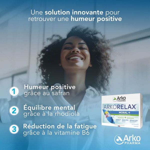 Arkorelax Moral+ dopamine & sérotonine humeur positive, équilibre mental, fatigue (60 comprimés)