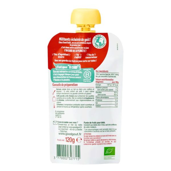 Good Goût Baby Purée bio Pomme Coing bébé dès 4 mois (120 g)