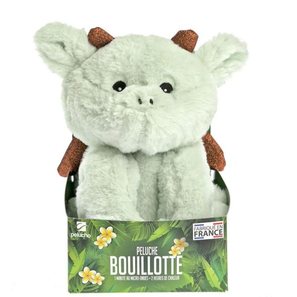 Pelucho Bouillotte sèche peluche Dragon aux grains de blé et fleurs de lavande
