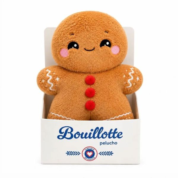 Pelucho Bouillotte sèche peluche Bonhomme Pain d'Épices aux grains de blé et fleurs de lavande