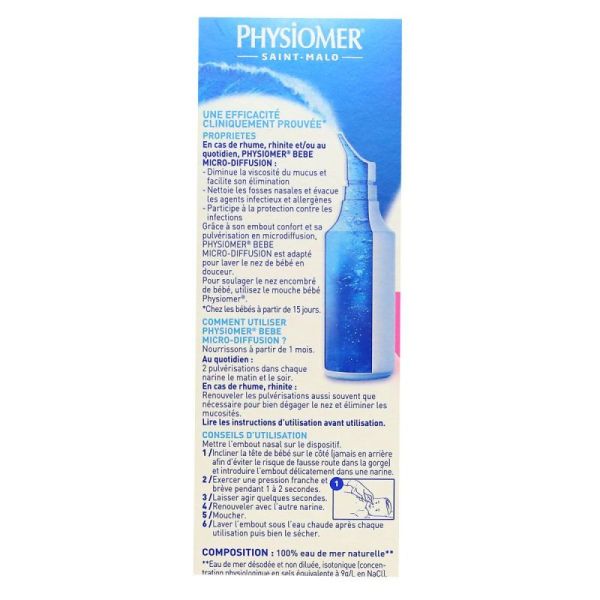 Physiomer Bébé Hygiène du Nez micro-diffusion (115 ml)