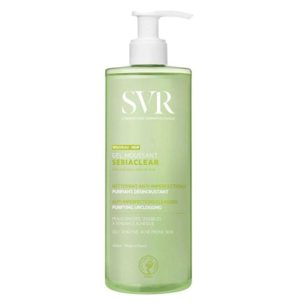 SVR Sebiaclear Gel Moussant nettoyant anti-imperfections, purifiant, désincrustant (400 ml)
