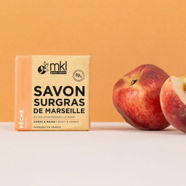 MKL Green Nature Savon de Marseille Surgras - Pêche (100 g)
