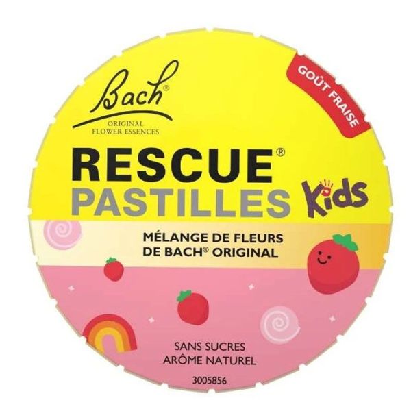 Bach Rescue Pastille Kids Fraise sans sucres stress ponctuel des enfants (50 g)