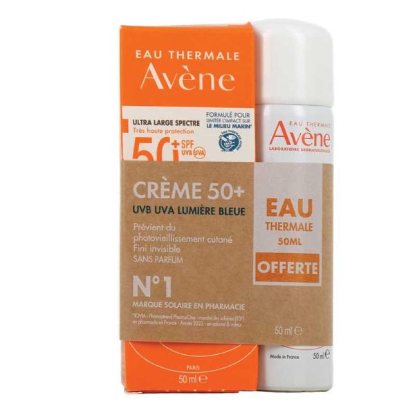 Avène Crème Sol SPF50+ peaux sensibles (50 ml) + Spray eau thermale d'Avène offert