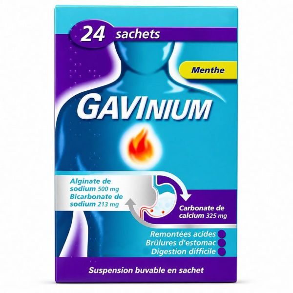 Gavinium Suspension buvable en sachet goût menthe (24 sachets de 10 ml)