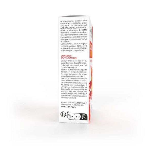 Azinc Végétal Acérola 1000 vitamine C 100% végétale (30 comprimés)