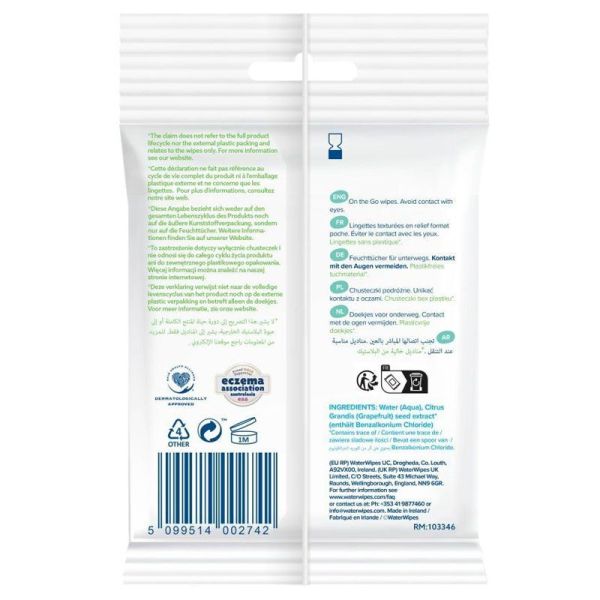 WaterWipes Lingettes Bébé On The Go biodégradables (x10)