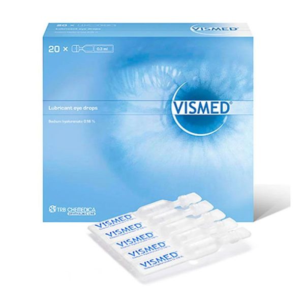 TRB Chemedica Vismed Lubrifiant oculaire acide hyaluronique 0,18% (20 monodoses de 0,3 ml)