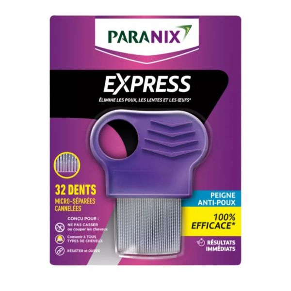 Paranix Peigne Express Métal Anti-poux, lentes et oeufs 32 dents