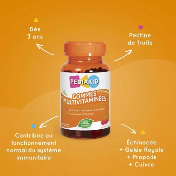Pediakid Gommes Multivitaminées Oursons Goût Cerise x60