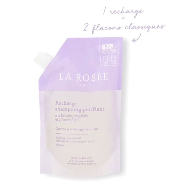 La Rosée Recharge pour Shampoing Purifiant kératine végétale & ortie bio (400 ml)