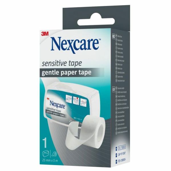 3M Nexcare Sensitive Tape Sparadrap Microporeux retrait facile 25 mm x 5 m (x1)