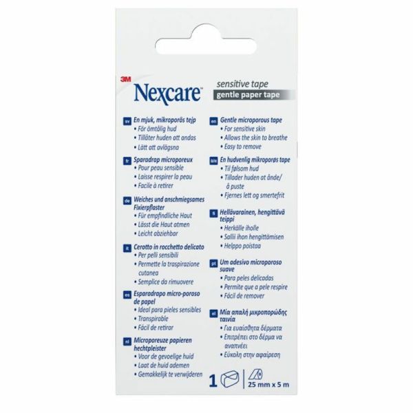 3M Nexcare Sensitive Tape Sparadrap Microporeux retrait facile 25 mm x 5 m (x1)