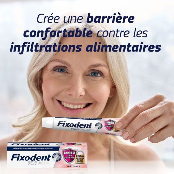 Fixodent Pro Plus crème adhésive Barrière Anti-particules goût neutre (57 g)