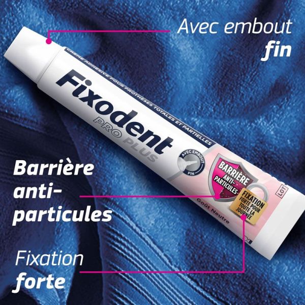 Fixodent Pro Plus crème adhésive Barrière Anti-particules goût neutre (57 g)