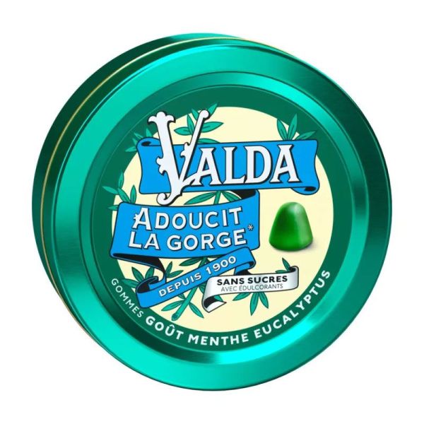 Valda Gommes à mâcher gorge sèche ou irritée Menthe-Eucalyptus (50g)