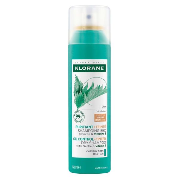 Klorane Purifiant Teinté Shampoing sec à l'Ortie bio et Vitamine E (150 ml)