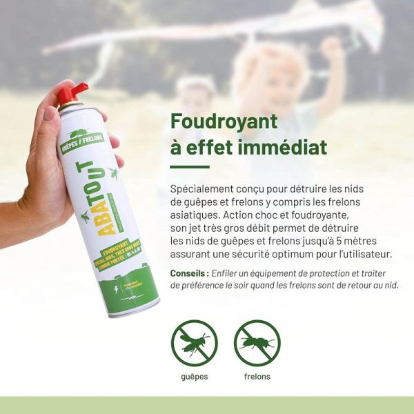 Abatout Spray foudroyant spécial nids de guêpes et frelons (600 ml)