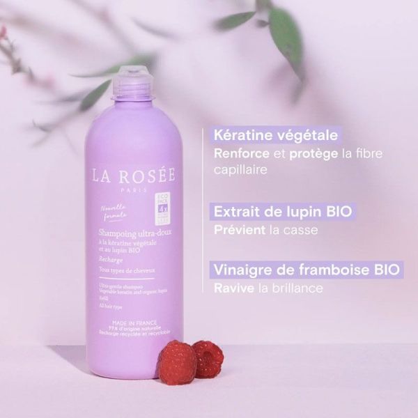 La Rosée Shampoing ultra-doux à la kératine végétale et au lupin bio (recharge 400 ml)
