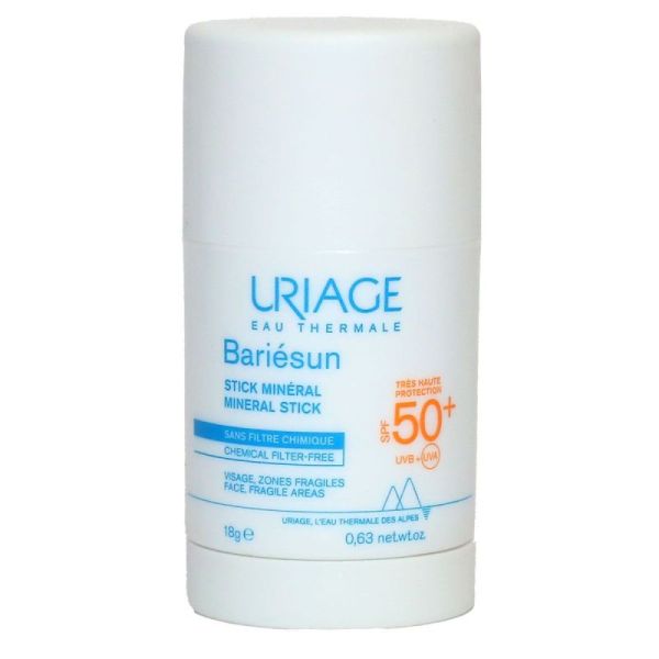 Uriage Bariésun Stick Minéral SPF50+ protection solaire visage, zones fragiles (18 g)