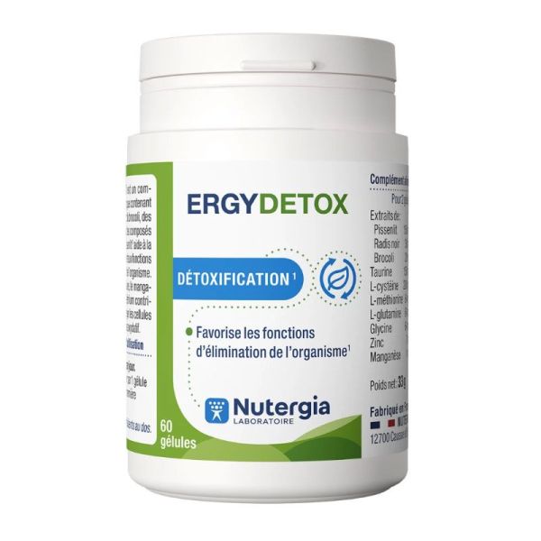 Ergydetox détoxification, favorise les fonctions d'élimination de l'organisme (60 gélules)