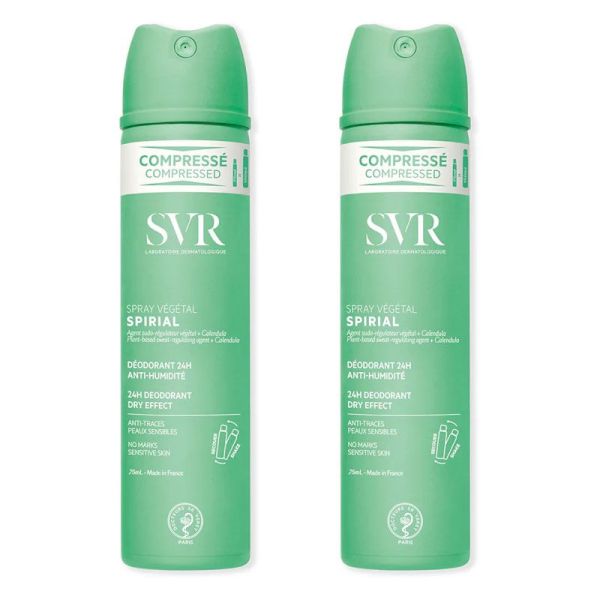 Spirial Spray Végétal Déodorant 24h anti-humidité (2 x 75 ml)
