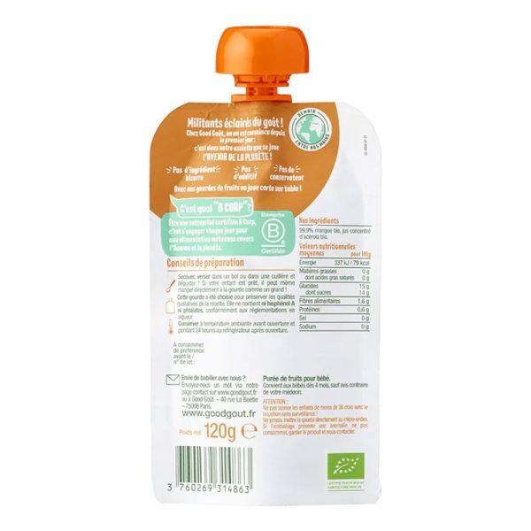 Good Goût Baby Purée de fruits bio Mangue bébé dès 4 mois (120 g)