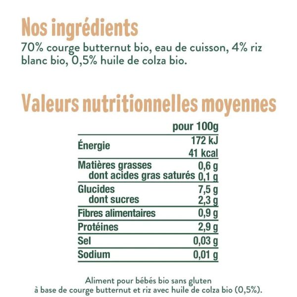 Good Goût Mes Premières Purées Couge Butternut Riz dès 4 mois (120 g)