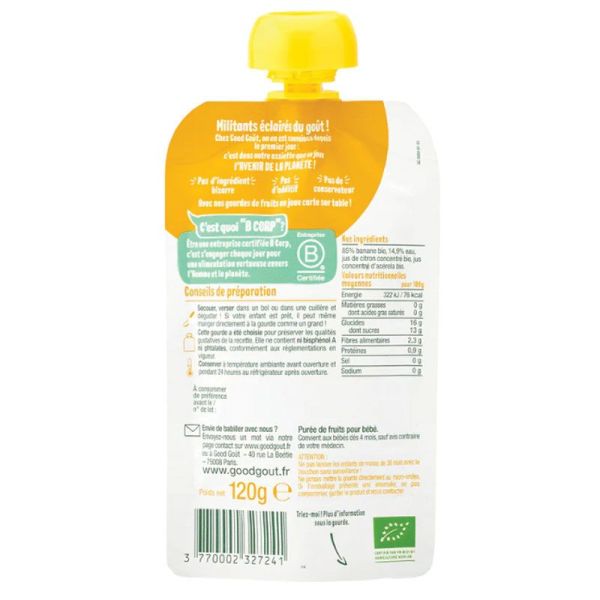 Good Goût Purée de Banane bio bébé dès 4 mois (120 g)