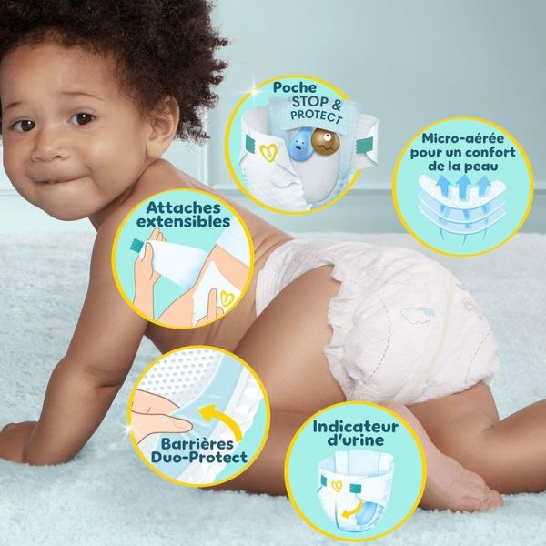 Pampers Premium Protection couches bébé T.4 (9-14 kg) Maxi Eco-Pack (x90)