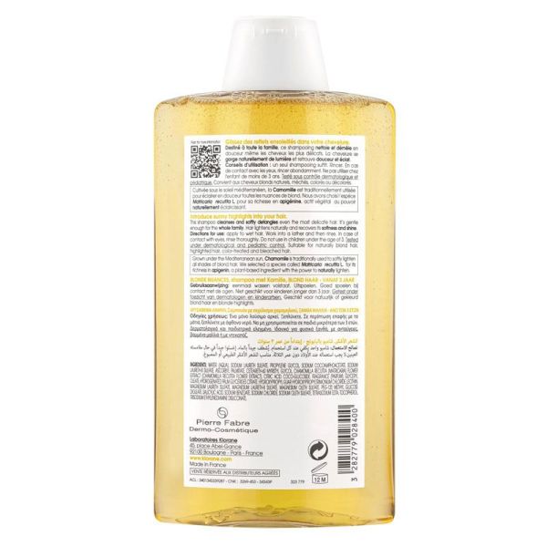 Klorane Reflets Blonds Shampoing illuminateur & adoucissant à la Camomille bio (400 ml)