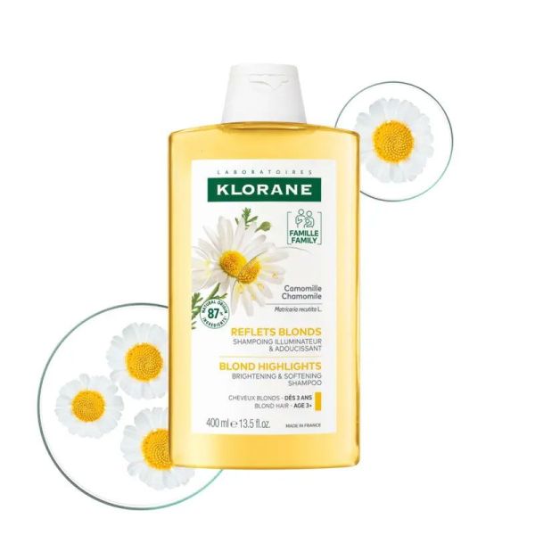 Klorane Reflets Blonds Shampoing illuminateur & adoucissant à la Camomille bio (400 ml)