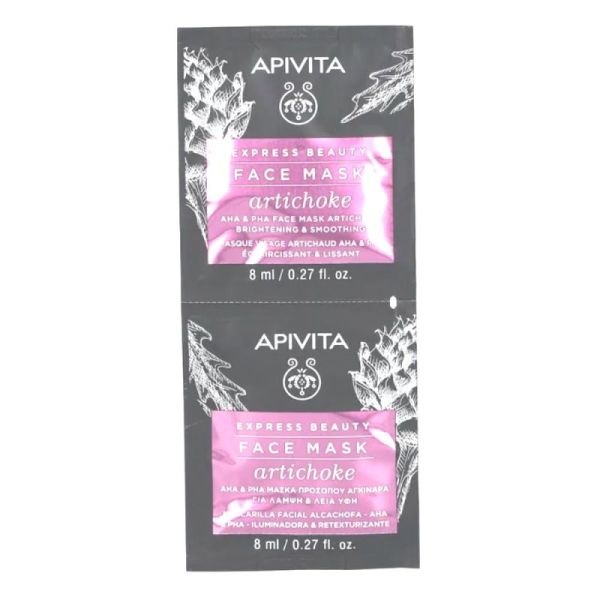 Apivita Express Beauty Masque Visage Eclaircissant & Lissant à l'Artichaut (2 x 8 ml)