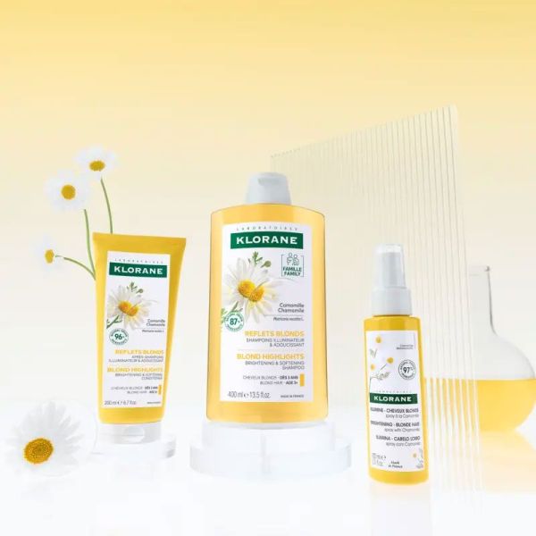 Klorane Reflets Blonds Shampoing illuminateur & adoucissant à la Camomille bio (200 ml)