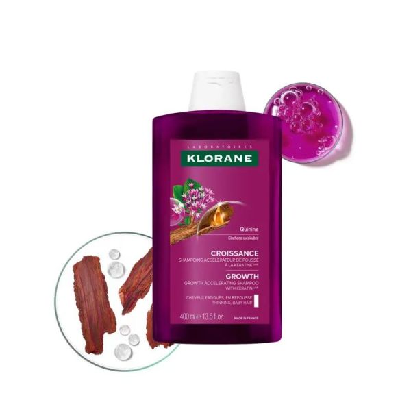Klorane Croissance Shampoing accélérateur de pousse à l'Adénosine et à la Quinine (400 ml)