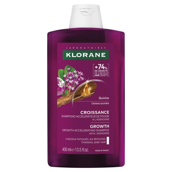 Klorane Croissance Shampoing accélérateur de pousse à l'Adénosine et à la Quinine (400 ml)