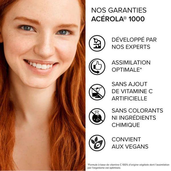 Azinc Végétal Acérola 1000 vitamine C 100% végétale (30 comprimés)