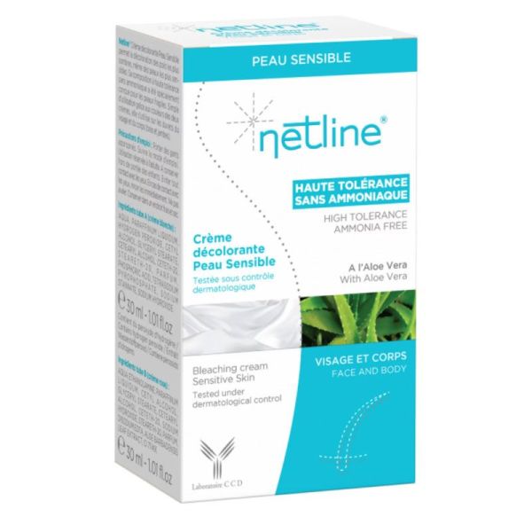 Netline Crème Décolorante peau sensible haute tolérance aloe vera (2x30 ml)
