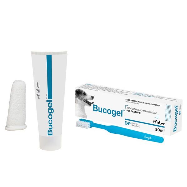 Bucogel gel dentaire et brosse à dents chiens, chats et furets (50 ml)