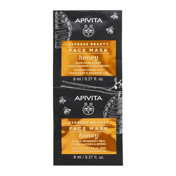 Apivita Express Beauty Masque Visage Hydratant & Nourrissant au Miel (2 x 8 ml)