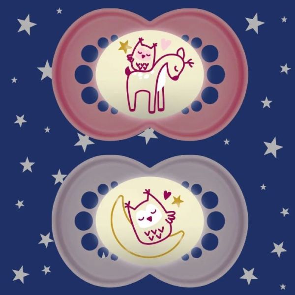 MAM Sucette Silicone Original 18+ Mois Nuit (Lot de 2, référence 40)