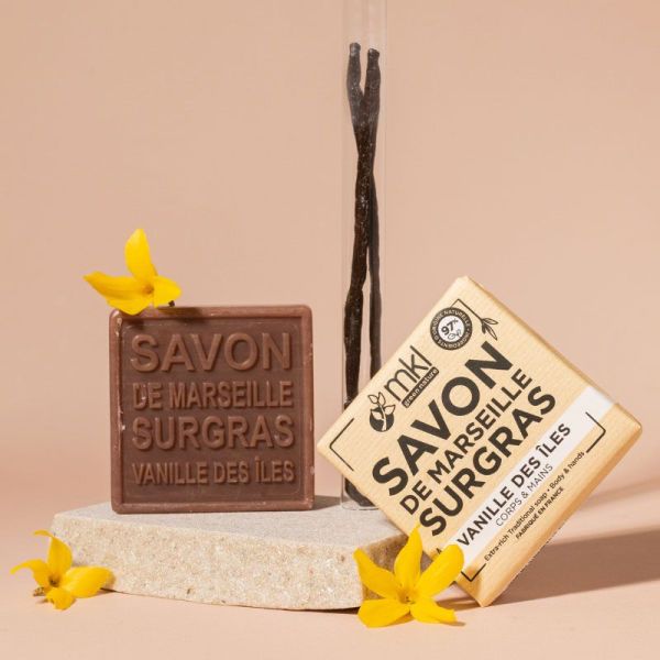 Savon de Marseille solide surgras corps & mains Vanille des Îles (100 g)