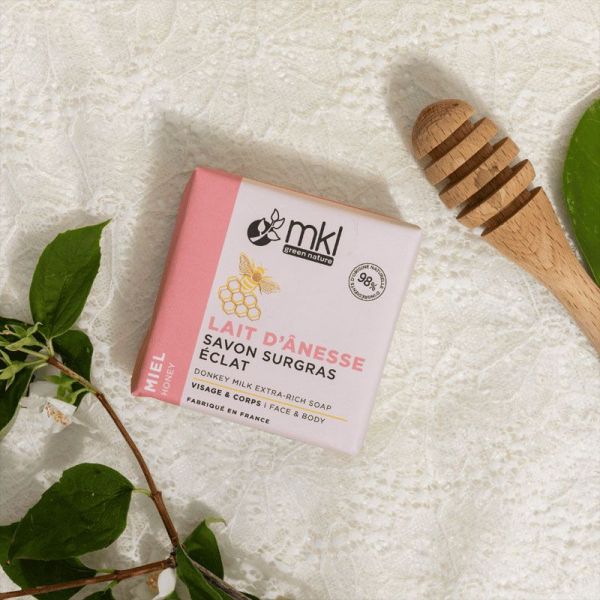 MKL Green Nature Savon Surgras au l'ait d'ânesse bio - Miel (100 g)