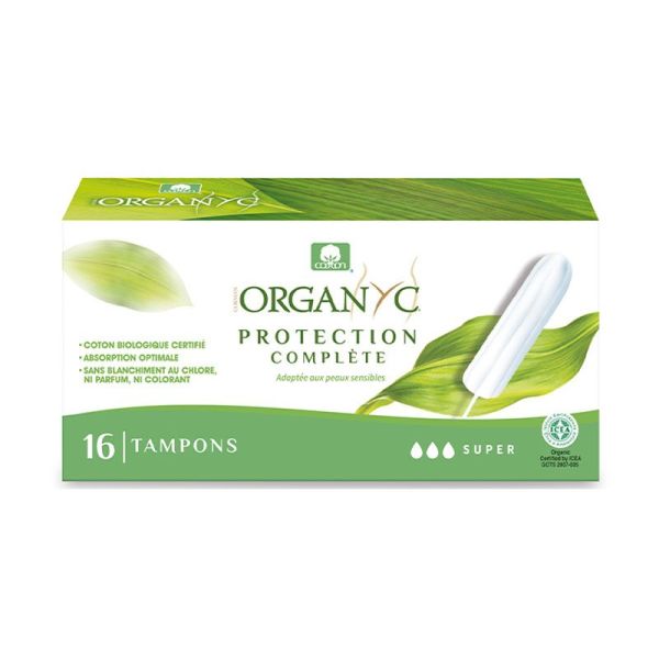 Organyc Tampon sans Applicateur Coton Bio Flux Super (x16)